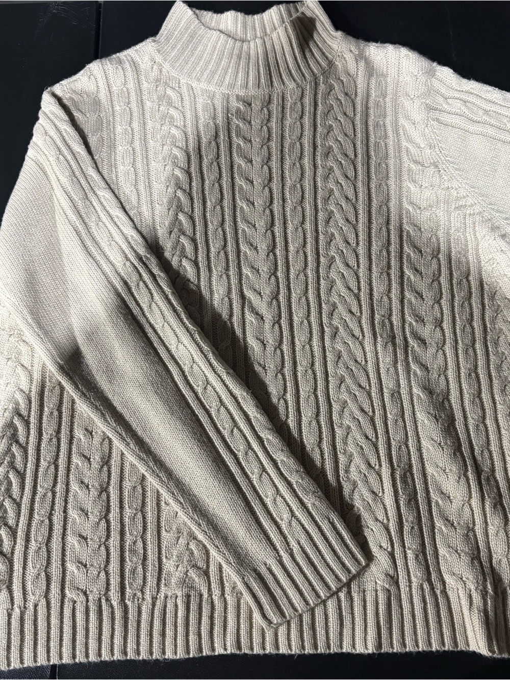 Cream Cable Knit Mock Neck Sweater